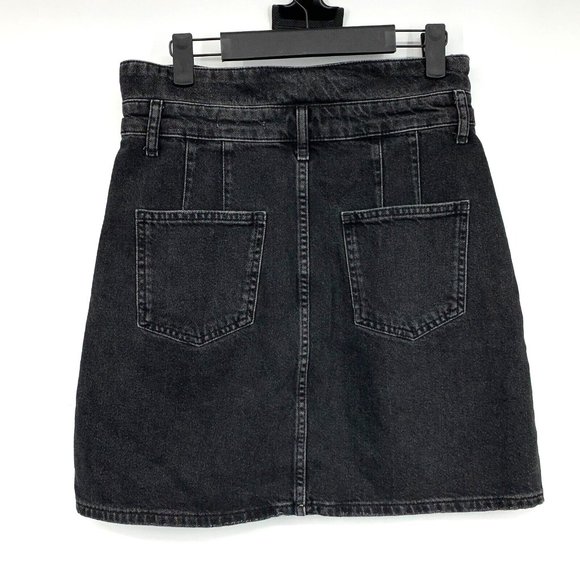 Anthropologie Pilcro Skirt Black Denim Button Front Paperbag Waist - Picture 12 of 14